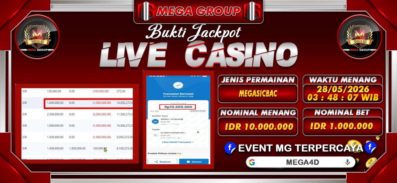 Bukti JP situs Mega4D hari Jumat, 29 Mei 2026