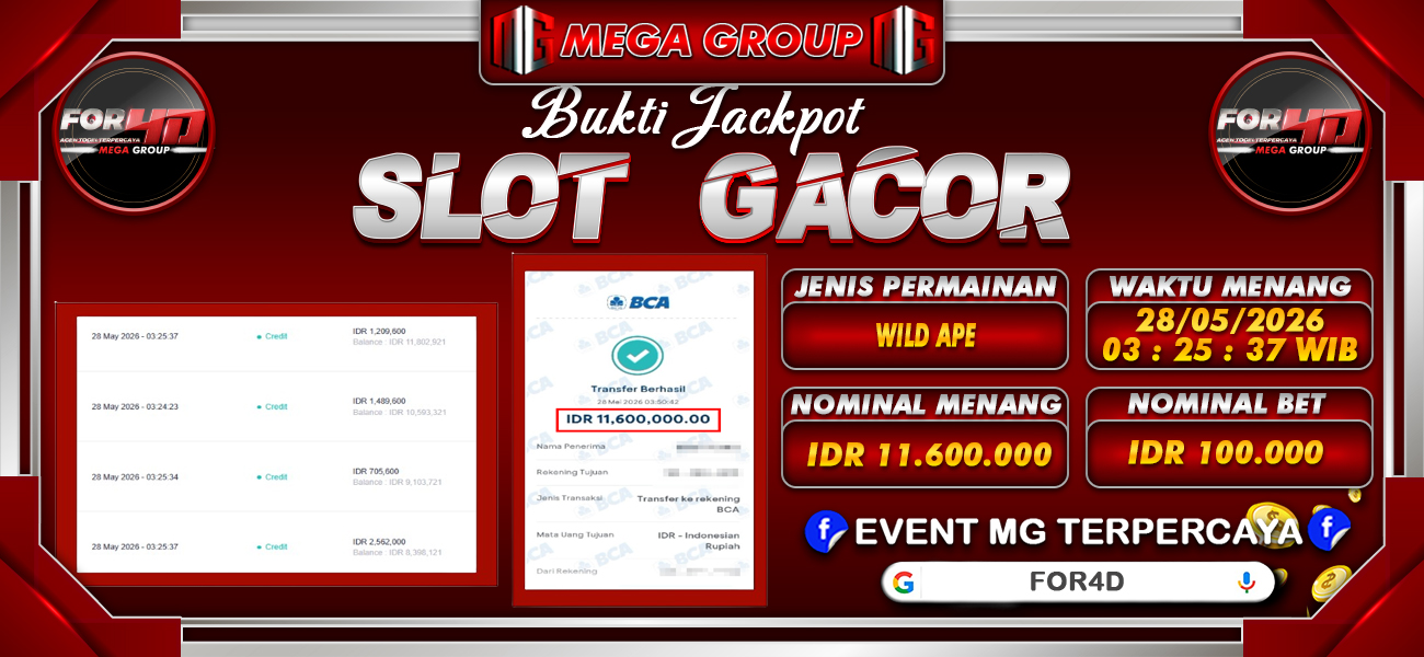 Bukti JP situs For4D hari Kamis, 28 Mei 2026